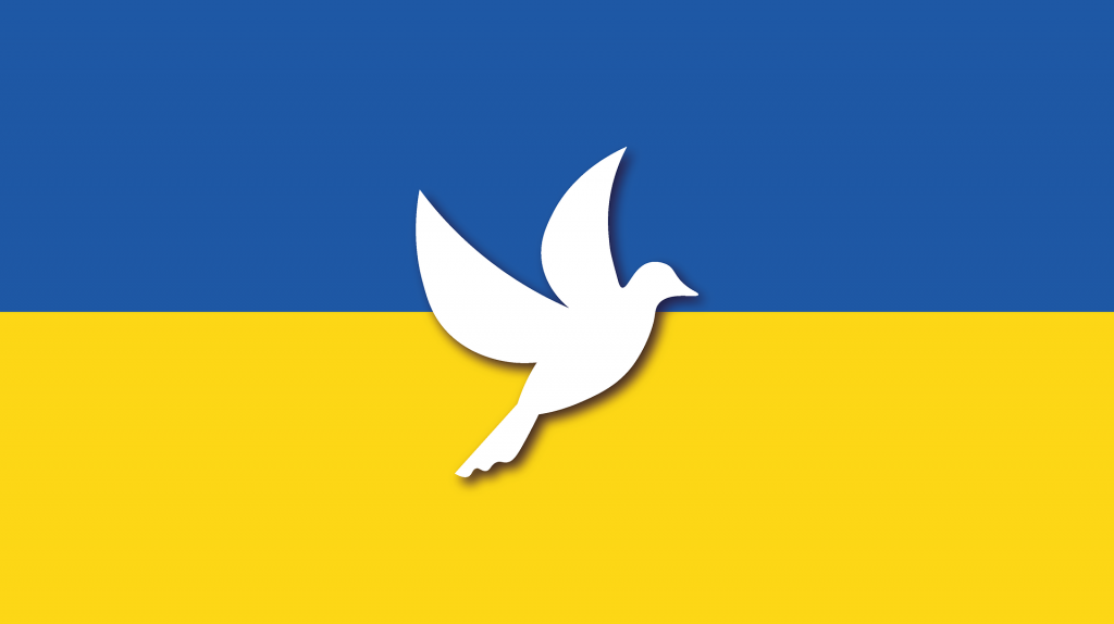 Nationalfarben der Ukraine und Friedenstaube